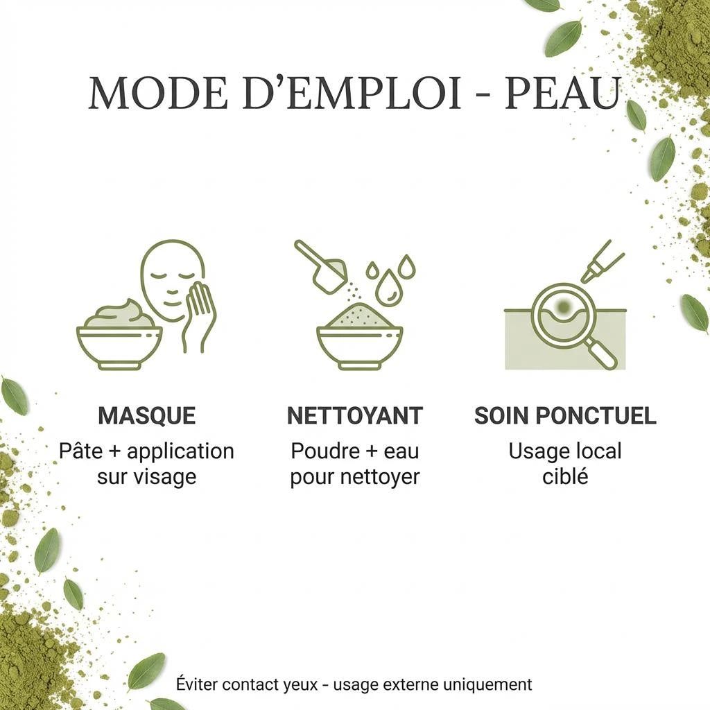 Poudre de Sidr – mode d’emploi pour la peau (préparation et application en usage externe)